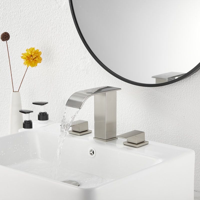 Widespread 2-handle Bathroom Faucet with Drain Assembly, Brushed Nickel