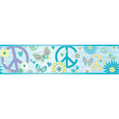 Papier peint à bordure pour animaux 15 pi x 6 po Kids World Love Child Peace and Love