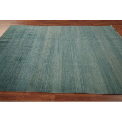 Aqua Blue Handmade Gabbeh Modern Area Rug 7x10