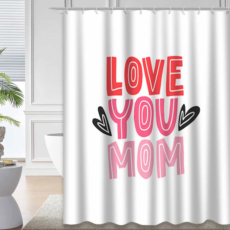 Rideau de douche avec 12 crochets Love You Mom Mother's Day, L 72 po x l 78 po