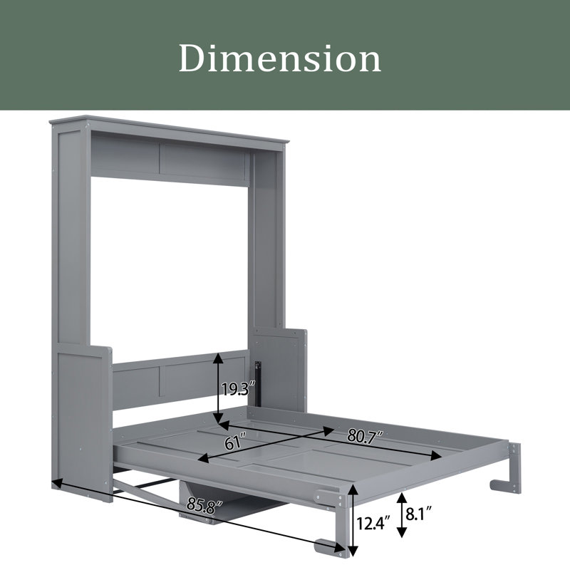 Lit avec rangement Graycee, Gris