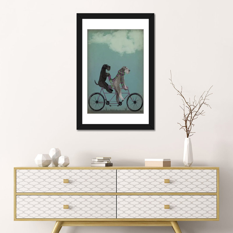« schnauzer tandem », reproduction d’impression sur toile tendue Fab Funky, H 24 po x l 16 po x P 1 po, Blanc