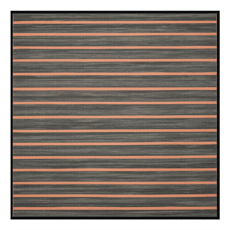 Tapis noir à rayures horizontales lavable à la machine, Carré 3 pi