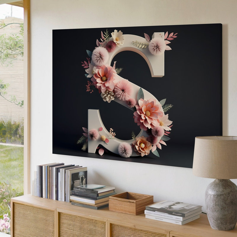 Toile, une grande lettre tridimensionnelle «S» est élégamment ornée d'un art mural, H 30 po x l 40 po