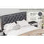 Structure de lit double rembourrée en gris, tête de lit créant un décor de chambre à coucher chaleureux, plateforme pratique pour le bruit - sommeil-1136942434