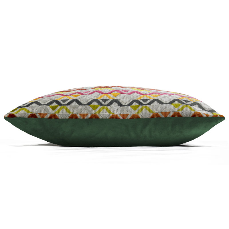 Northam Geometric Square Throw Cushion, Polyester/Polyfill, Pink/Orange/Green