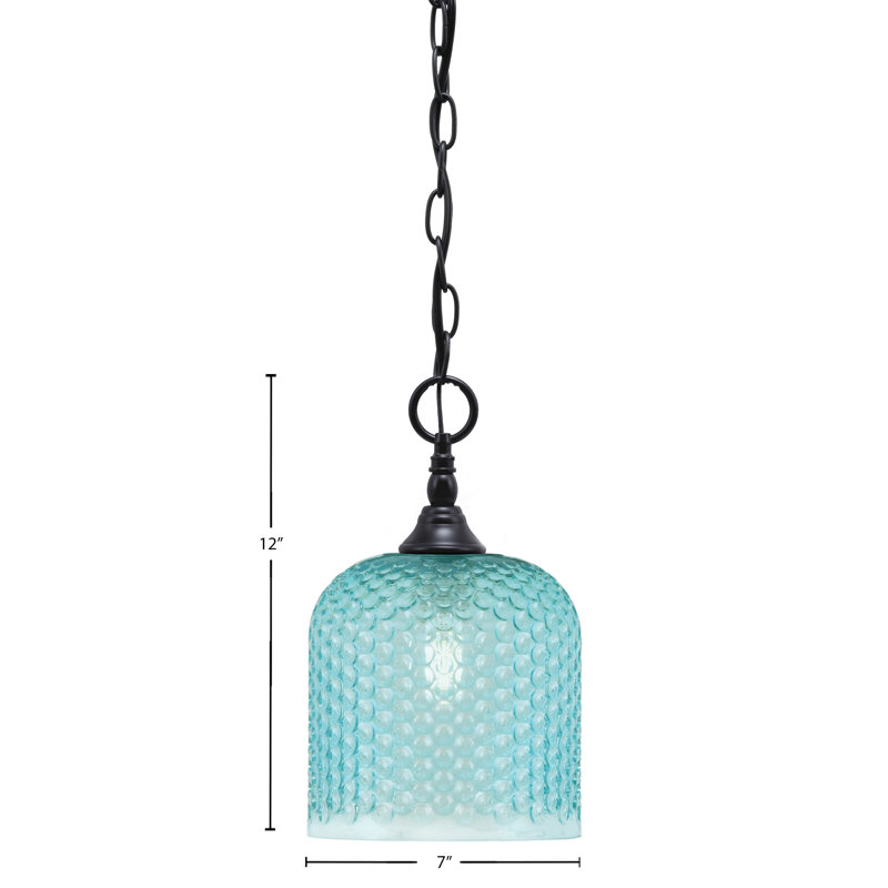 Mini-luminaire suspendu en chaîne avec verre, Noir mat