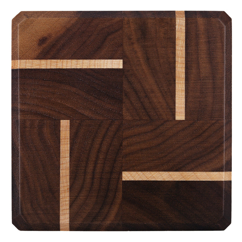 Wood Coaster Set With Holder, Dark Brown