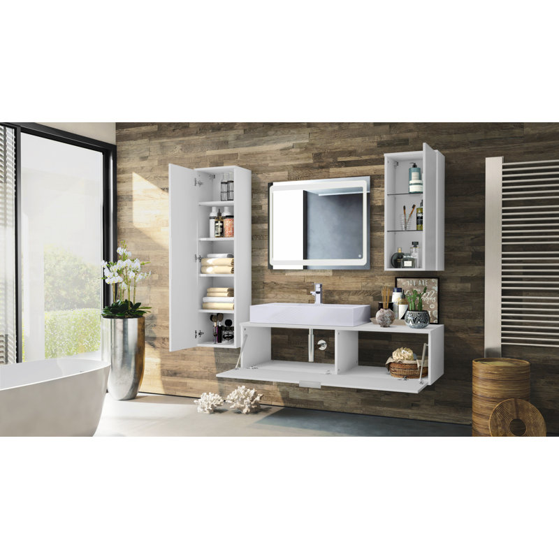 Aariyona 4-Piece Bathroom Furniture Suite, Avola Anthracite, Does not feature a mirror