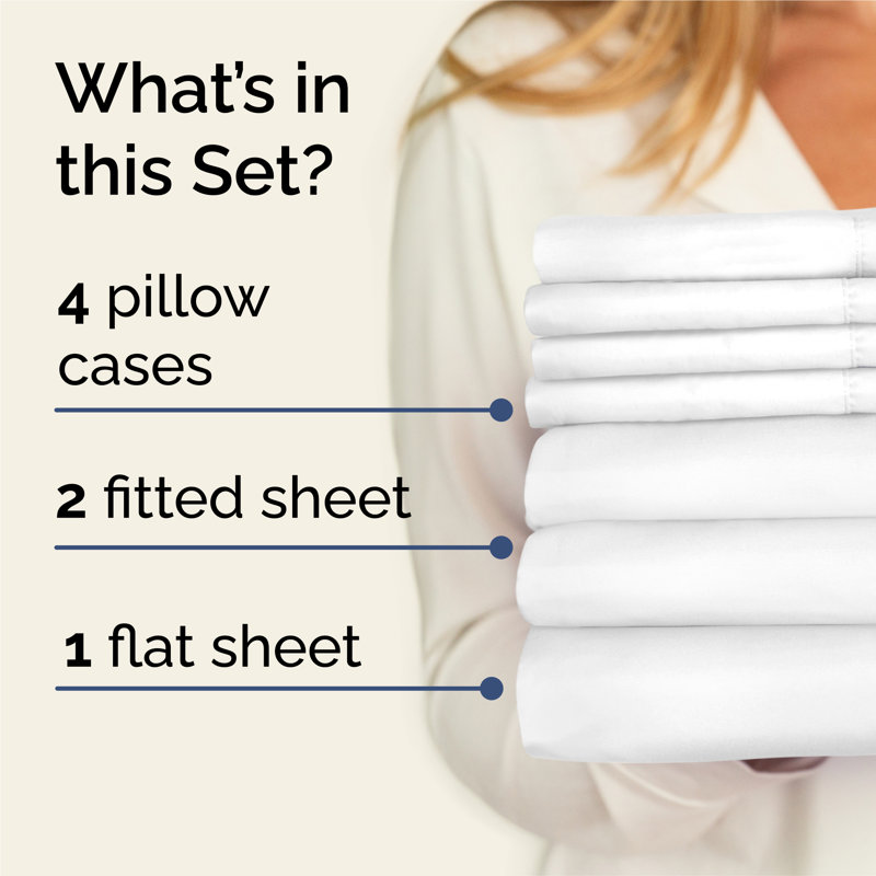 6 Piece Sheet Set, Soft Cooling Bed Sheets, Breathable & Wrinkle Free, Hotel Luxury Bedding, Queen Sheet Set + 4 Pillowcases