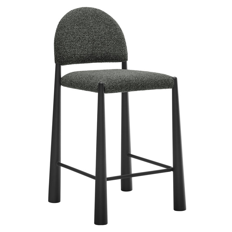 Hayley Upholstered Fabric Counter Stool In Black Leaf, Anthracite, Black