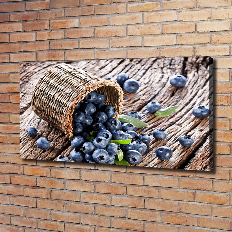 Blueberries In A Basket - Wrapped Canvas Print
