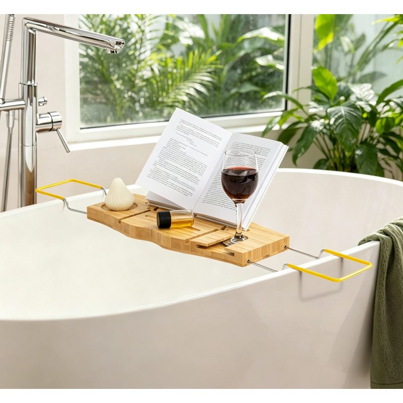 Plateau de baignoire en bambou extensible pour la détente au spa, panier en bois pour la pendaison de crémaillère