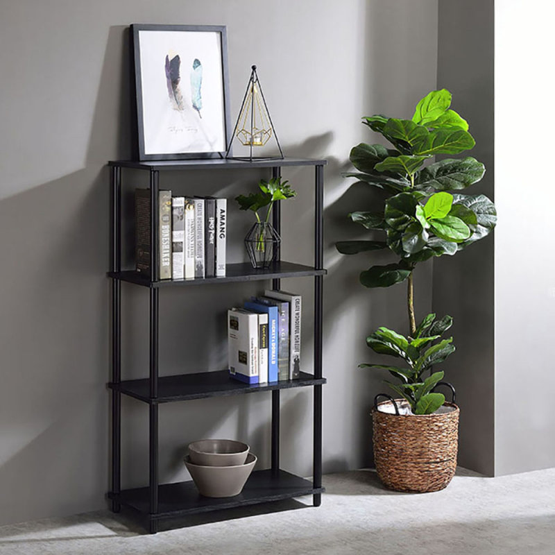 Bibliothèque noire avec 4 tablettes, Noir