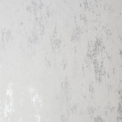 SAMPLE-Fresco White/Silver Distressed Texture Wallpaper
