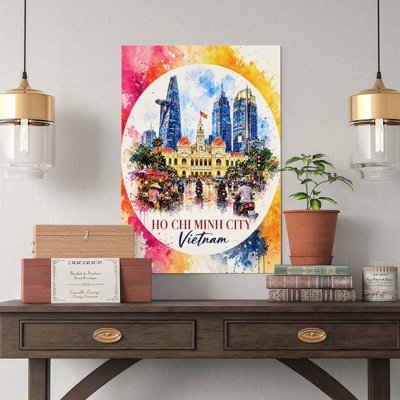 Canvas Wall Art Ho Chi Minh City Vietnam Watercolor Art Print Vintage Poster Print Home Decor