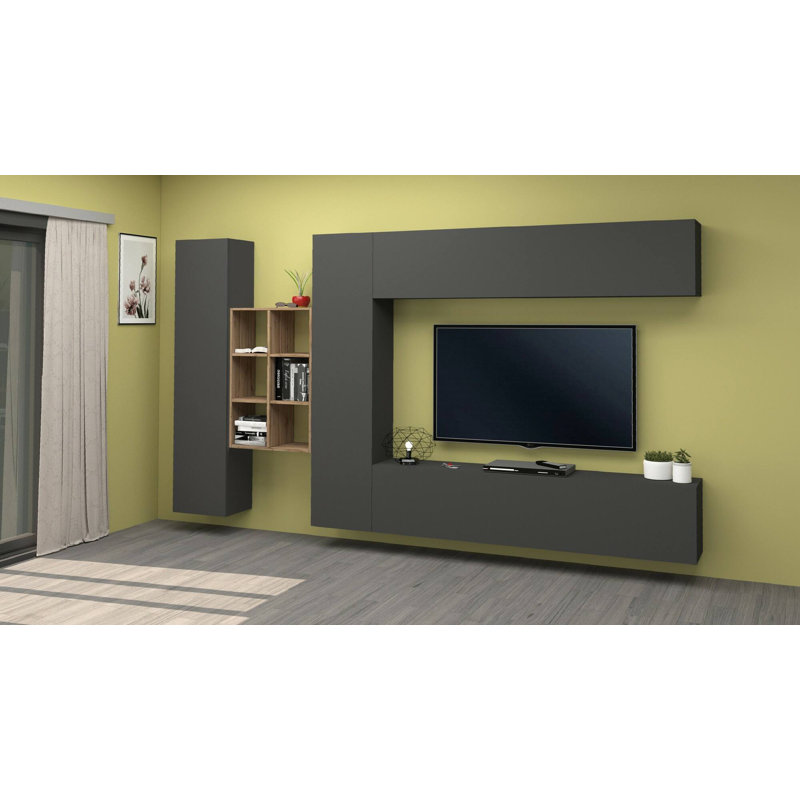 Mikaiah Rectangle Accent Cabinet, Anthracite/Maple