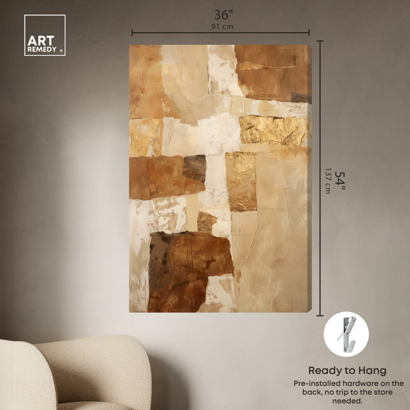 Layers of Earth Boho, art mural abstrait par Art Remedy, H 54 po x l 36 po, Toile tendue