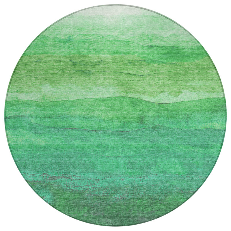 Elien Green Washable Indoor-Outdoor Rug - LOOMLAN, 2'3" x 7'6"