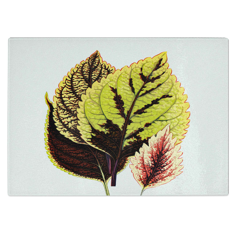 Tempered Glass Assortment of Leaves Chopping Board, 28.5 cm W x 20 cm L