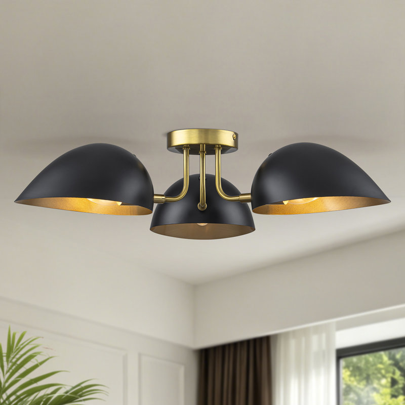 Plafonnier semi-encastré 3 lumières industriel moderne Spoutnik