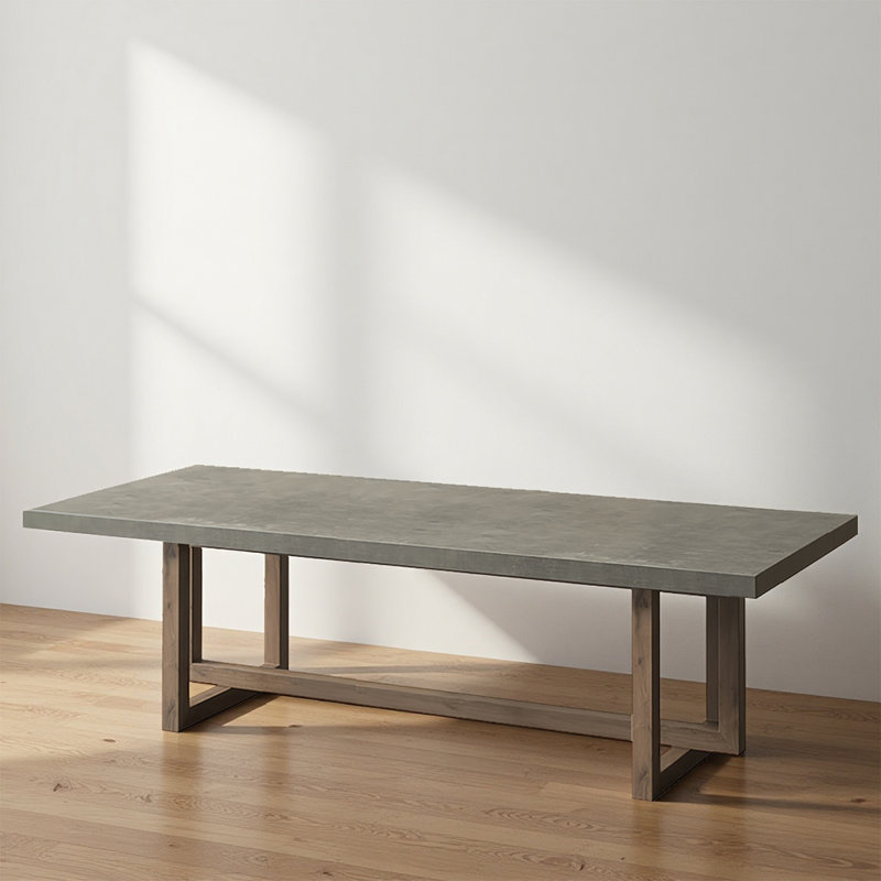Solid Wood Rectangular Dining Table in Cement Gray, 29.53”H x 70.87”L x 31.5”W