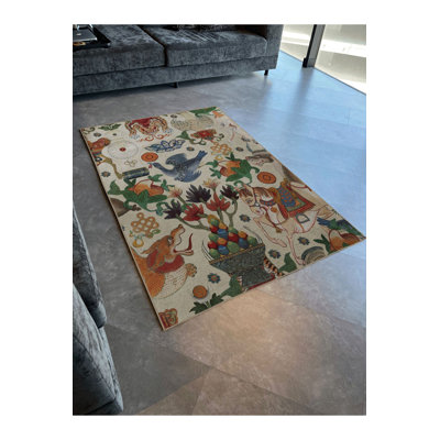Tapis décoratif moderne à motif de cheval d'éléphant à motif tropical lavable à la machine