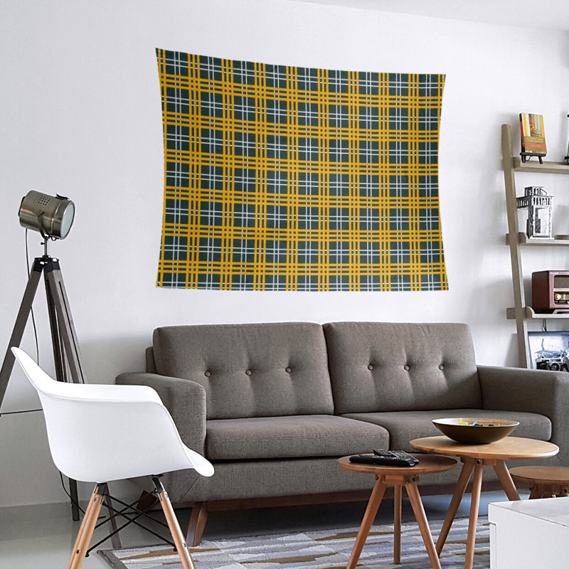 Tapisserie en microfibre de luxe Tampa Bay, H 88 po x l 104 po, Vert foncé / blanc / or