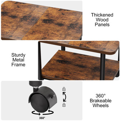 Printer Stand 2-Tier Large Printer Table Under Desk Printer Stand For 3D Printers, Desktop Printers, Laser Printers, Rolling Printer Cart With Wheels