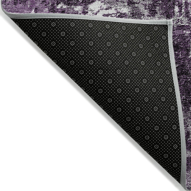 3' X 5' Eggplant Purple And Lavender Abstract Washable Indoor Outdoor Area Rug