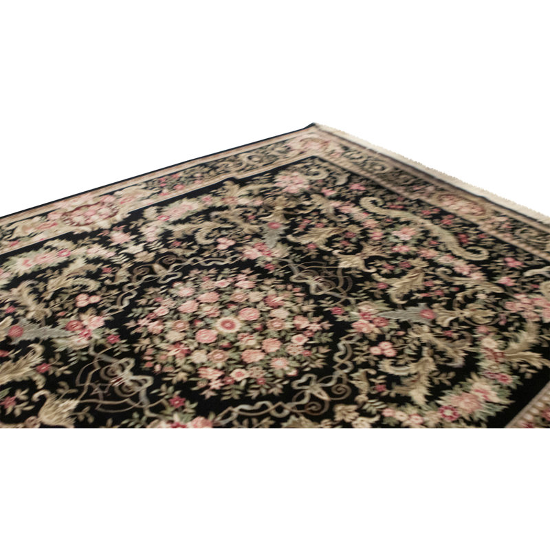 High-Quality Hand-Knotted Black Area Rug