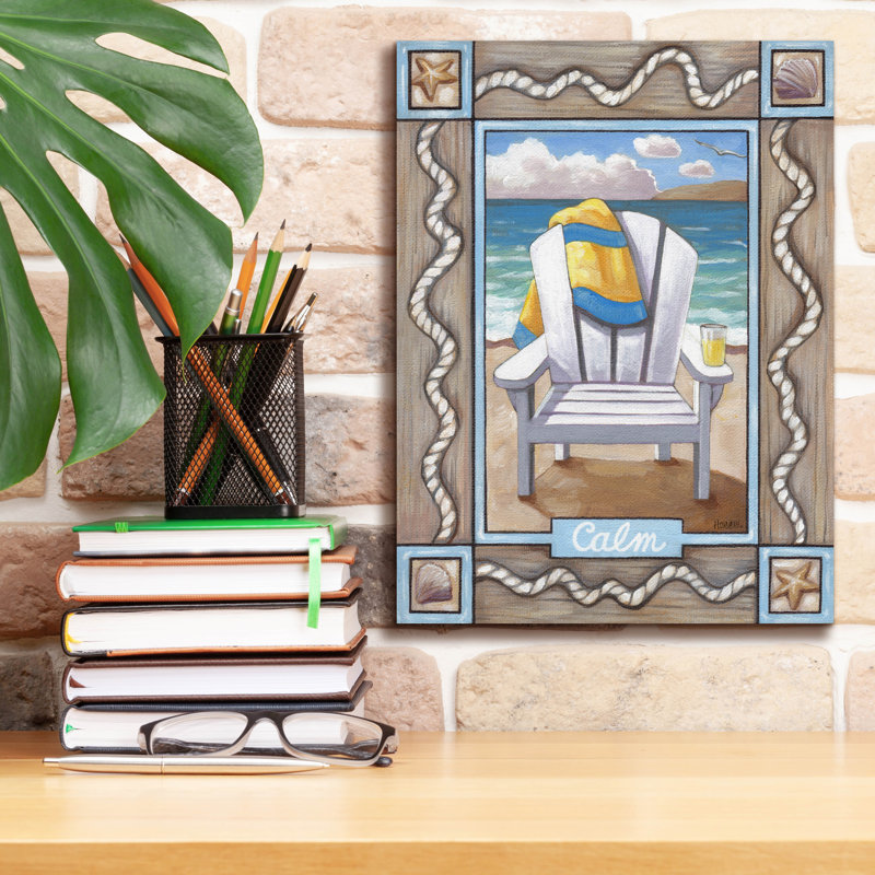«Beach Chair Calm» par Cathy Horvath-Buchanan, art mural sur toile, H 16 po x l 12 po x P 0,75 po
