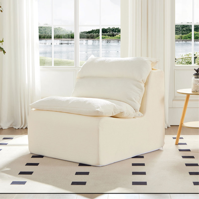Single Chair Sofa Lounge Chair With Backrest Fully Compressed Sofa Suitable For Living Room, Bedroom, Polyester,ORANGE, WHITE