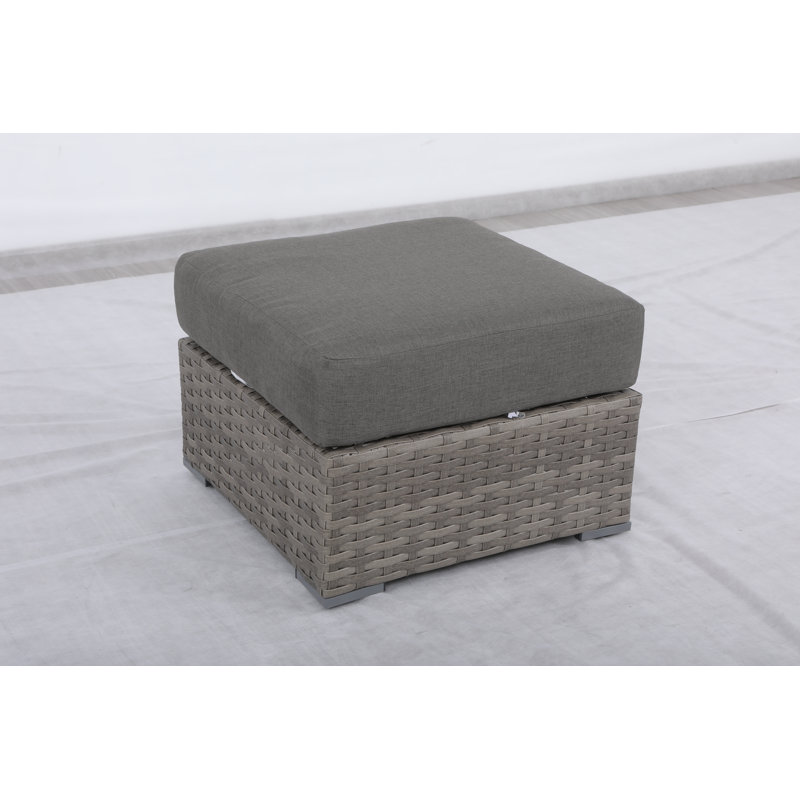 Kaiser Wicker Outdoor Ottoman, Dark Gray