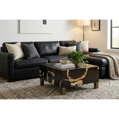 Table basse Petramosaic, avec pieds en laiton