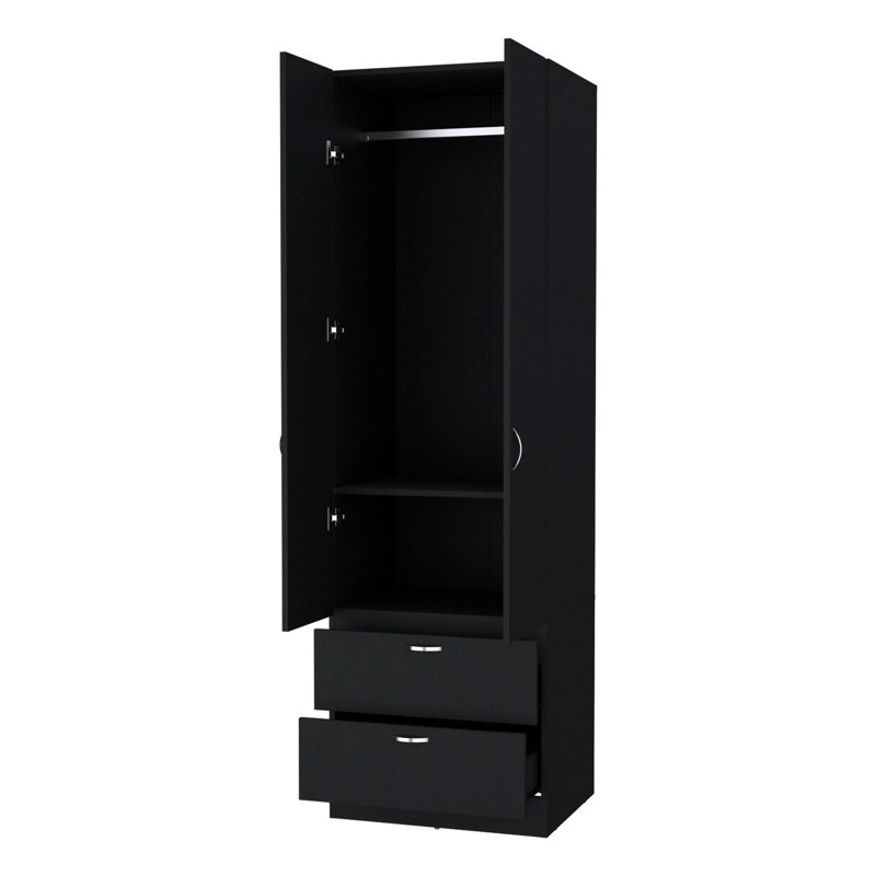 Armoire 2 tiroirs blanche 2 tiroirs, Noir, H 76,8 po x l 23,3 po x P 19,5 po
