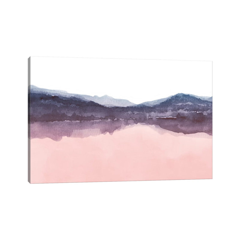 Watercolor Landscape Iv Indigo & Blush Pink by Nouveau Prints - Wrapped Canvas Print, 20.32 cm H x 30.48 cm W