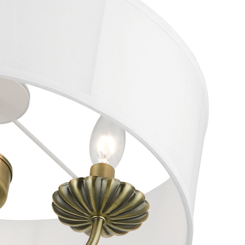 Lampert Linen Blend Semi Flush Mount, Antique Brass