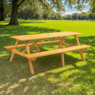 8 - Person Solid Wood Patio Dining Set Rectangular Table