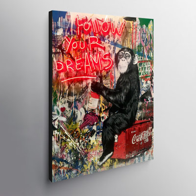 Follow Your Dreams Monkey - Wrapped Canvas Print