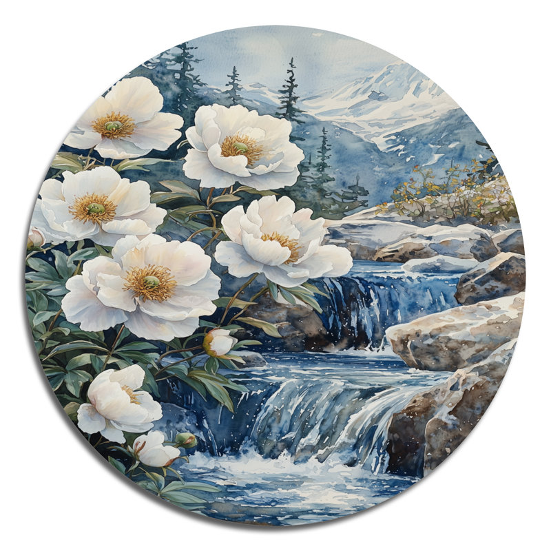 Strouth - pivoines, art en métal rond, H 16 po x l 16 po