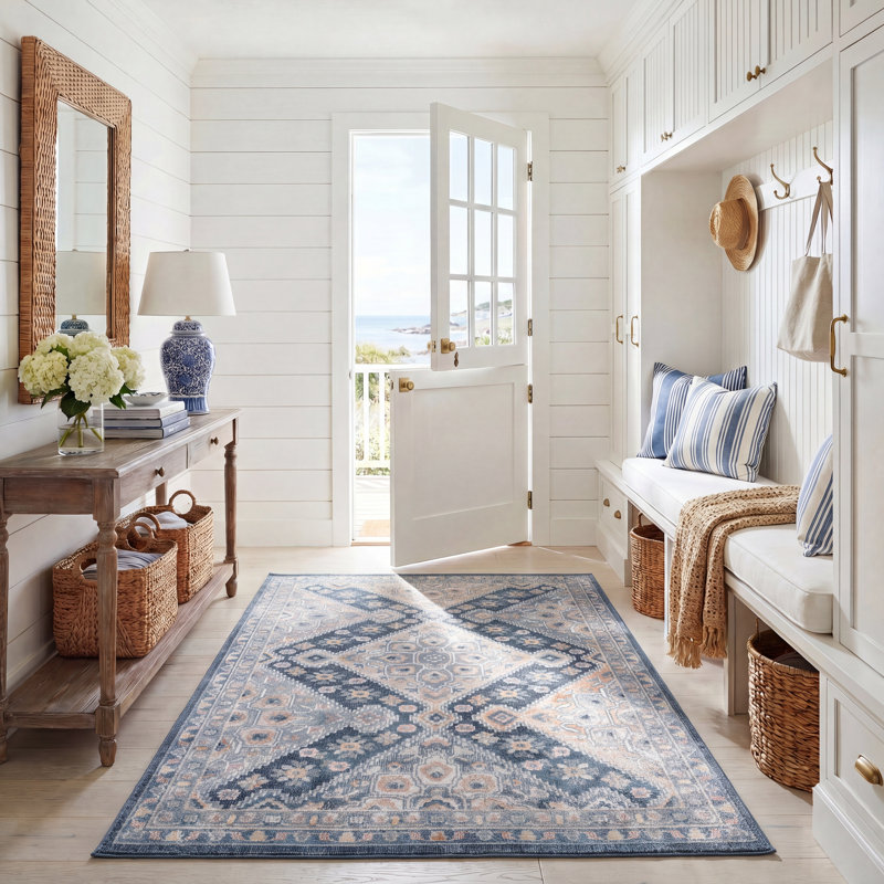 Tapis gris / bleu marine Hulse 220, Rectangle 5 pi 3 po x 7 pi 6 po
