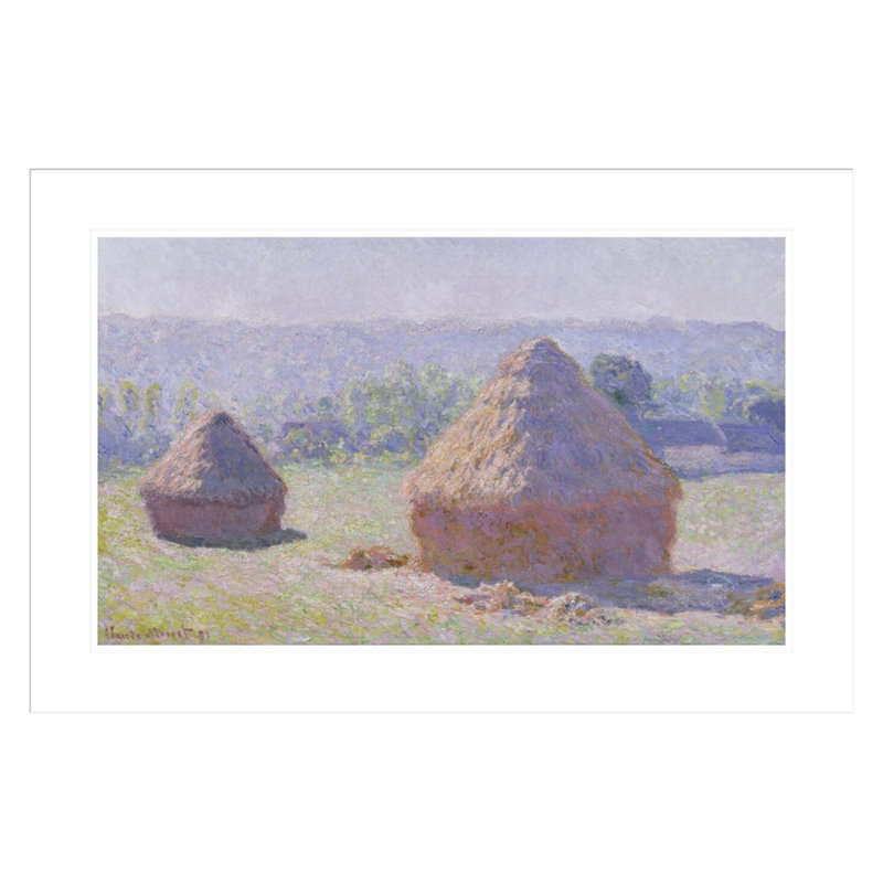 «Grainstacks at the end of the Summer Morning» par Claude Monet, impression giclée encadrée, H 20,17 po x l 29,5 po