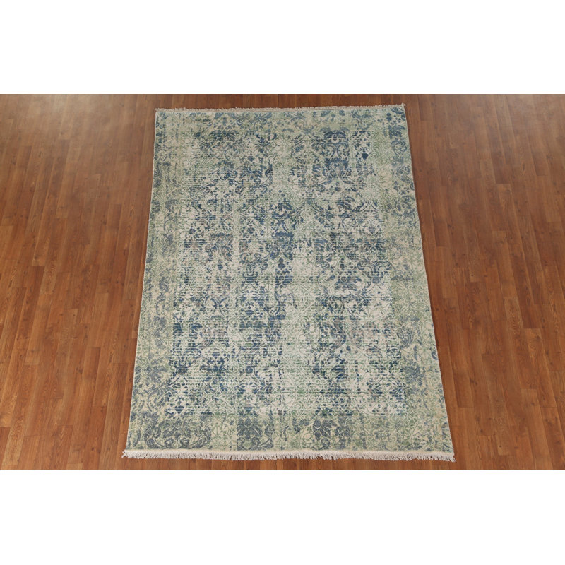Tapis abstrait moderne fait à la main 6 x 8