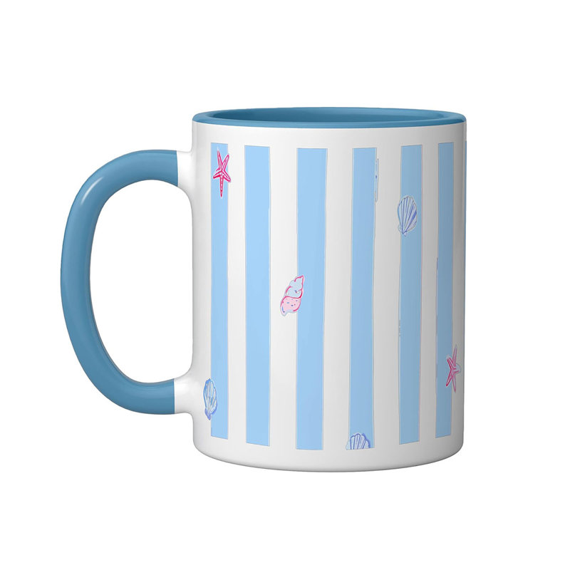 Coastal Blue Stripes Ceramic Mug, Blue/White, 11oz