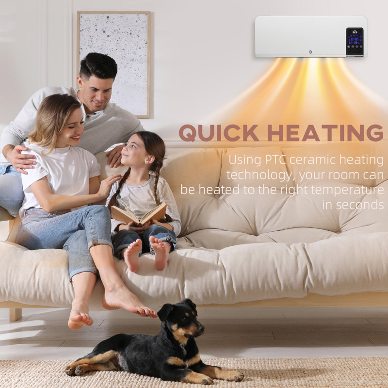 HOMCOM 6824 BTU Electric Wall Mounted Space Heater, White