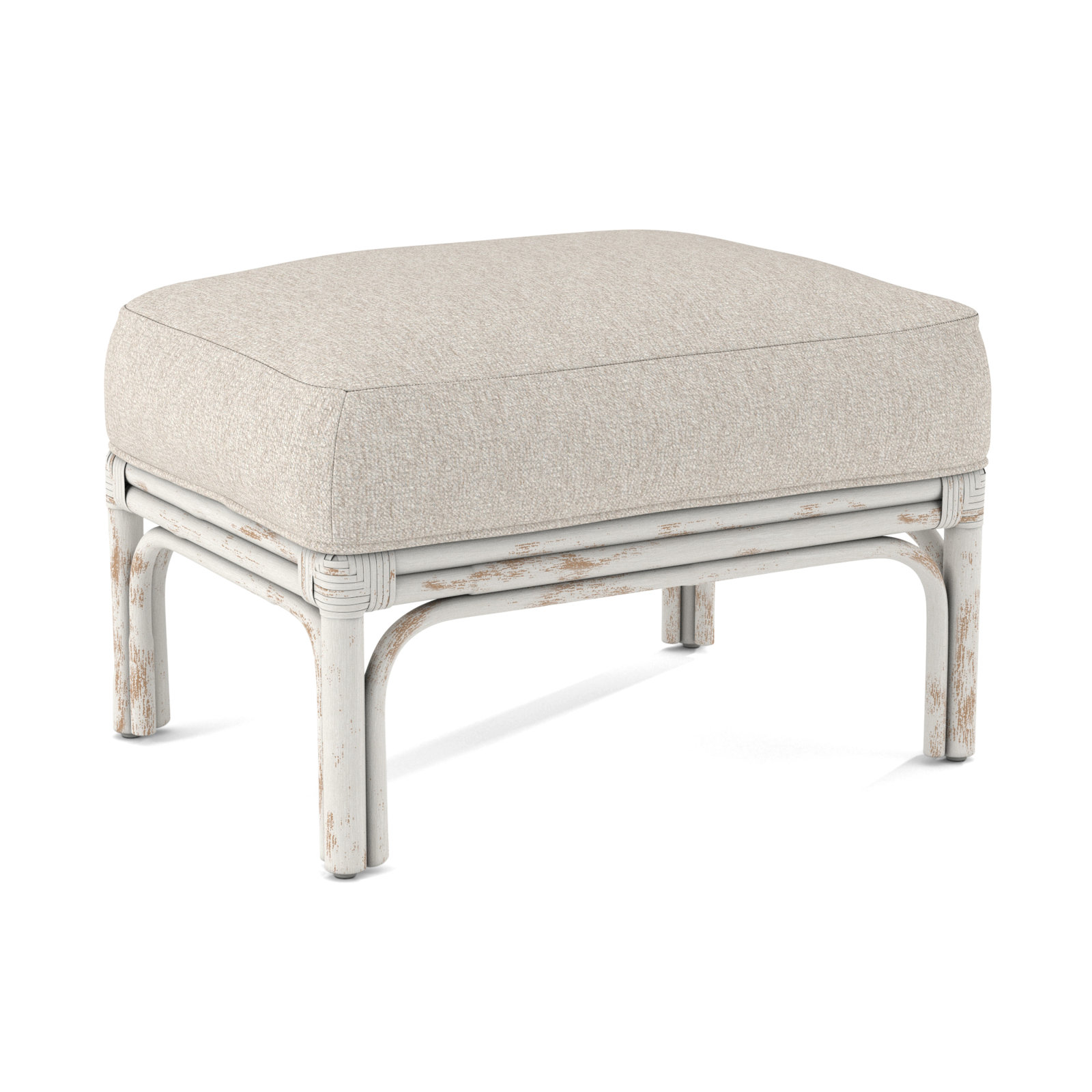 Boca Upholstered Ottoman, Snow Crypton Performance; 0884-91, Antique Frost White