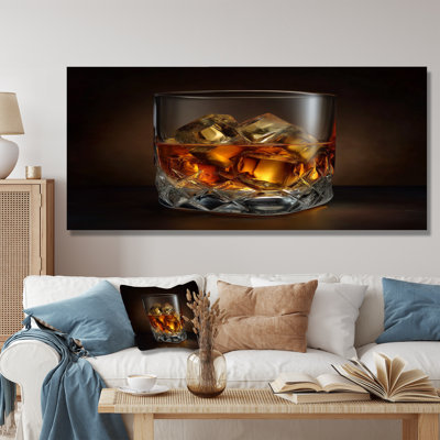 «Glass Of Whiskey», impression sur toile jaune