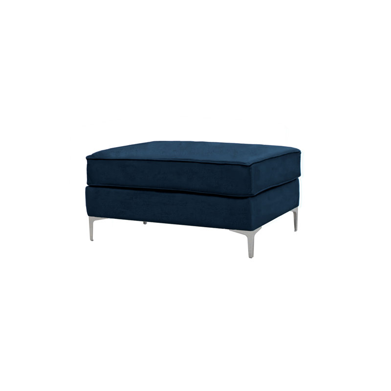 Georgio 93cm Wide Velvet Rectangle Ottoman, Navy Blue