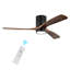 52 po Ventilateur de plafond intérieur noir mat encastré avec 3 pales en bois massif (noyer foncé), télécommande à 6 vitesses et lumière DEL 3CCT